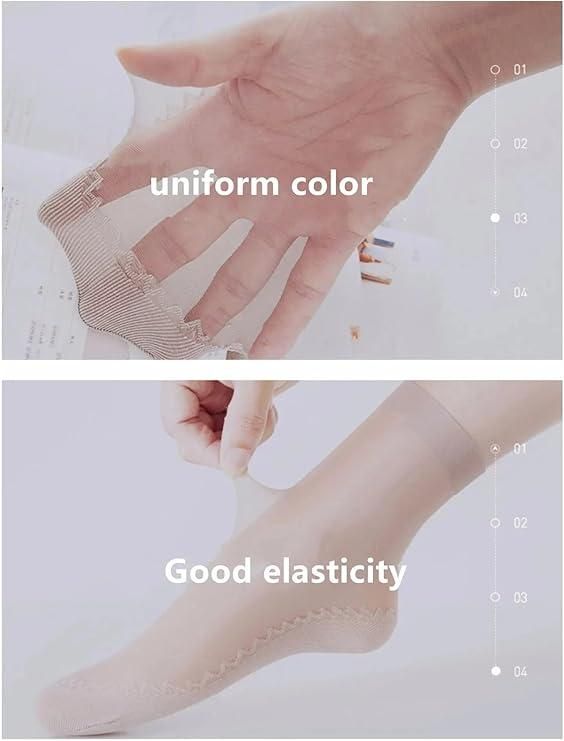 Silky Anti-Slip Cotton Sole Sheer Ankle High Tights Hosiery Socks Reinforced Toe