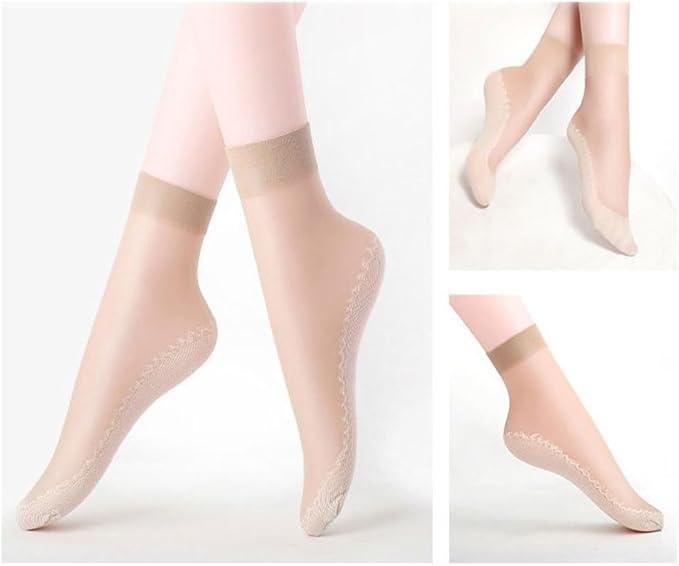 Silky Anti-Slip Cotton Sole Sheer Ankle High Tights Hosiery Socks Reinforced Toe